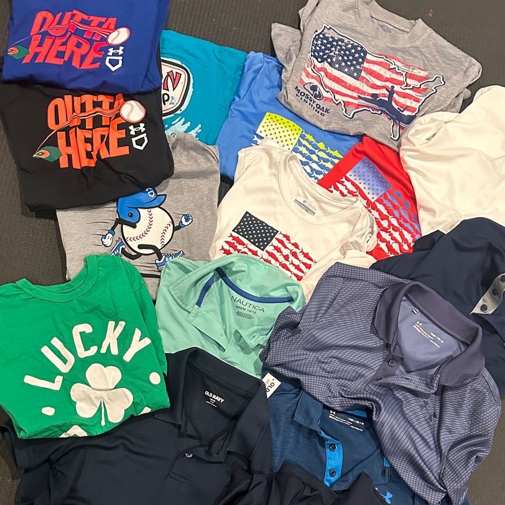 Boys Size 10/12 T Shirt and Polo Lot Under Amour, Columbia, Nautica
